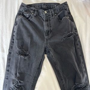 Black American Eagle High Waisted Ripped Jeans